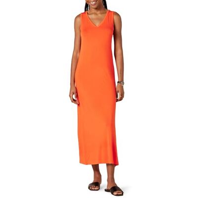 Amazon Essentials Damen Maxikleid Aus Jersey Mit Seitenschlitz Und V-Ausschnitt, Tomatenrot, XXL Amazon Essentials Damen Maxikleid Aus Jersey Mit Seitenschlitz Und V-Ausschnitt, Tomatenrot, XXL