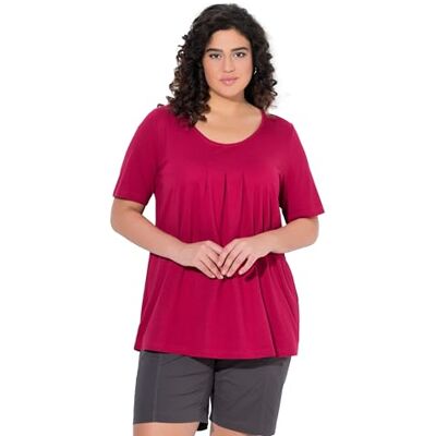 Ulla Popken Damen große Größen Übergrößen Plus Size T-Shirt, Zierfalten, A-Linie, Rundhals, Halbarm, Modal Ulla Popken Damen große Größen Übergrößen Plus Size T-Shirt, Zierfalten, A-Linie, Rundhals, Halbarm, Modal