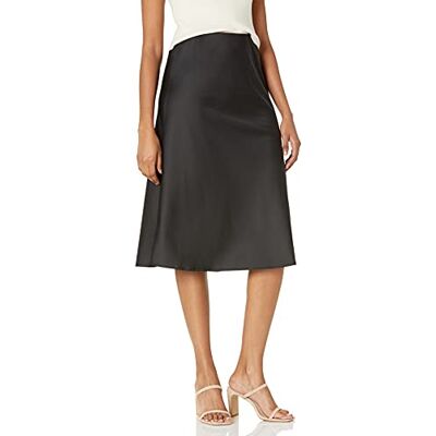 The Drop Damen Maya Rock, seidiger Slip-Skirt-Stil, Schwarz, L The Drop Damen Maya Rock, seidiger Slip-Skirt-Stil, Schwarz, L