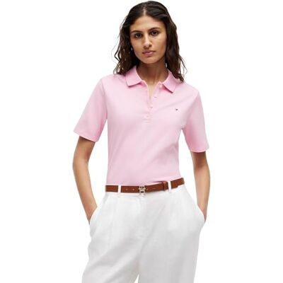 Tommy Hilfiger Damen Poloshirt Kurzarm 1985 Pique Regular Fit, Rosa (Classic Pink), M Tommy Hilfiger Damen Poloshirt Kurzarm 1985 Pique Regular Fit, Rosa (Classic Pink), M