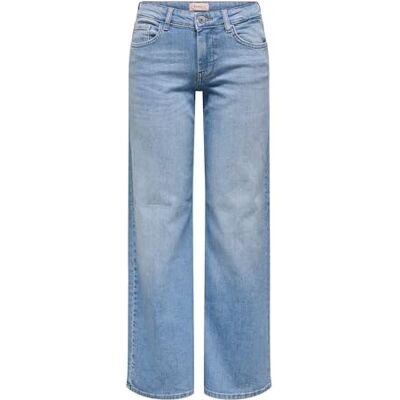 ONLY Damen ONLJUDY LW Wide Leg DNM TAI Jeans, Light Blue Denim, 28W x 32L ONLY Damen ONLJUDY LW Wide Leg DNM TAI Jeans, Light Blue Denim, 28W x 32L