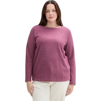 TOM TAILOR Damen RIPP Sweatshirt mit Knöpfen, 35895 Pink Velvet Melange, S TOM TAILOR Damen RIPP Sweatshirt mit Knöpfen, 35895 Pink Velvet Melange, S