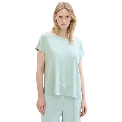 TOM TAILOR Damen Basic T-Shirt mit weitem Rundhalsausschnitt, 17549 Sea Foam, L TOM TAILOR Damen Basic T-Shirt mit weitem Rundhalsausschnitt, 17549 Sea Foam, L