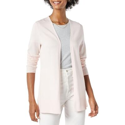 Amazon Essentials Damen Leichter Cardigan mit offener Vorderseite (Erhältlich in Übergröße), Blassrosa, XL Große Größen Amazon Essentials Damen Leichter Cardigan mit offener Vorderseite (Erhältlich in Übergröße), Blassrosa, XL Große Größen
