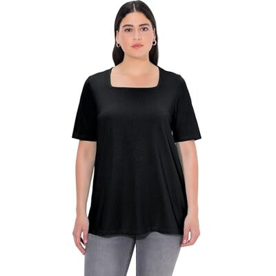 Ulla Popken , Damen, große Größen, T-Shirt, A-Linie, Carree-Ausschnitt, Halbarm Ulla Popken , Damen, große Größen, T-Shirt, A-Linie, Carree-Ausschnitt, Halbarm