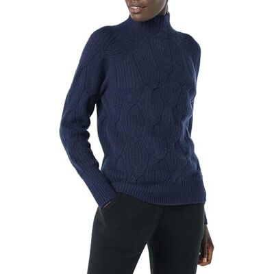 Amazon Essentials Damen Soft Touch Trichterkragen Zopfpullover Marineblau, Größe M Amazon Essentials Damen Soft Touch Trichterkragen Zopfpullover Marineblau, Größe M