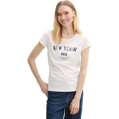 TOM TAILOR Denim Tom Tailor T-Shirt mit Print, Sky Captain Blue, XS TOM TAILOR Denim Tom Tailor T-Shirt mit Print, Sky Captain Blue, XS