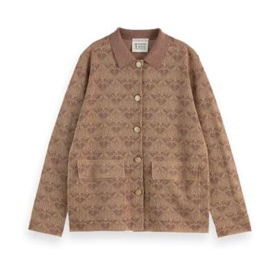 Scotch & Soda Damen Monogram Jacquard Knitted Jacket Cardigan Sweater, Desert Sand, M EU Scotch & Soda Damen Monogram Jacquard Knitted Jacket Cardigan Sweater, Desert Sand, M EU
