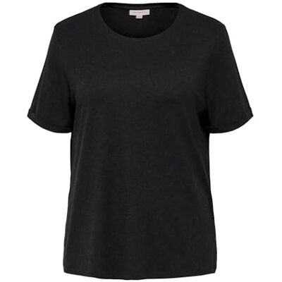 ONLY Carmakoma Damen Carmoster S/S Fold Up Top JRS Noos T-Shirt, Schwarz, M EU ONLY Carmakoma Damen Carmoster S/S Fold Up Top JRS Noos T-Shirt, Schwarz, M EU