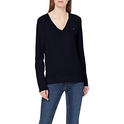 Tommy Hilfiger Damen Pullover Heritage Elegant, Blau (Midnight), XS Tommy Hilfiger Damen Pullover Heritage Elegant, Blau (Midnight), XS