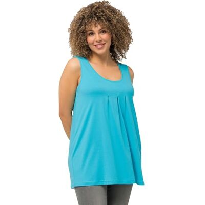 Ulla Popken Damen große Größen Übergrößen Plus Size Top, Zierfalten, A-Linie, Rundhals, ärmellos, Modal tiefes Aqua 50+ 796470730-50+ Ulla Popken Damen große Größen Übergrößen Plus Size Top, Zierfalten, A-Linie, Rundhals, ärmellos, Modal tiefes Aqua 50+ 796470730-50+