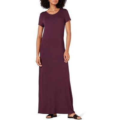Amazon Essentials Damen Maxikleid Kurzarm Burgunderrot Small Amazon Essentials Damen Maxikleid Kurzarm Burgunderrot Small