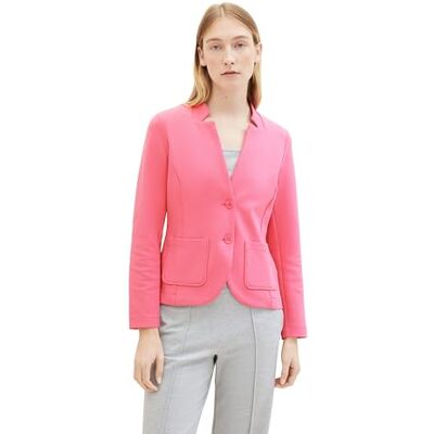 TOM TAILOR Damen 1038703 Basic Ottoman Blazer mit Taschen , 15799 Carmine Pink, M TOM TAILOR Damen 1038703 Basic Ottoman Blazer mit Taschen , 15799 Carmine Pink, M