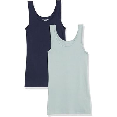 Amazon Essentials Damen Tanktop, Schmale Passform, 2er-Pack, Marineblau/Salbeigrün, XL Amazon Essentials Damen Tanktop, Schmale Passform, 2er-Pack, Marineblau/Salbeigrün, XL
