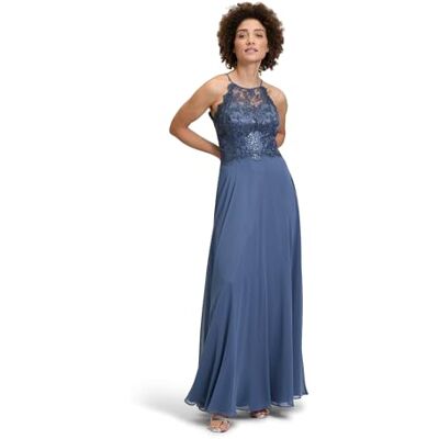 Vera Mont Damen Abendkleid rückenfrei Blue Stone,40 Vera Mont Damen Abendkleid rückenfrei Blue Stone,40