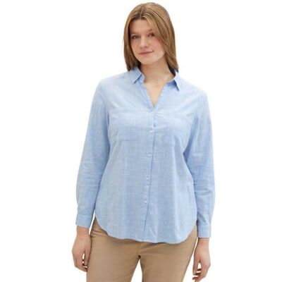 TOM TAILOR Damen Plussize Hemdbluse mit Brusttaschen, 22758 Dreamy Blue, 52 TOM TAILOR Damen Plussize Hemdbluse mit Brusttaschen, 22758 Dreamy Blue, 52