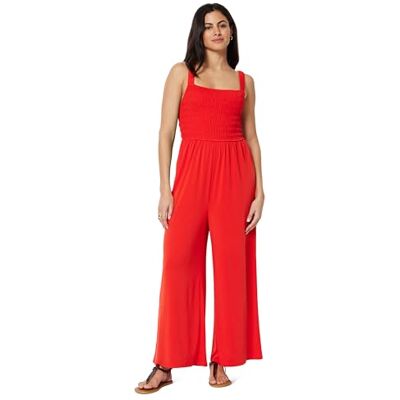 Amazon Essentials Damen-Jumpsuit mit quadratischem Ausschnitt und weitem Bein, ärmellos, helles Mohnrot, XL Amazon Essentials Damen-Jumpsuit mit quadratischem Ausschnitt und weitem Bein, ärmellos, helles Mohnrot, XL
