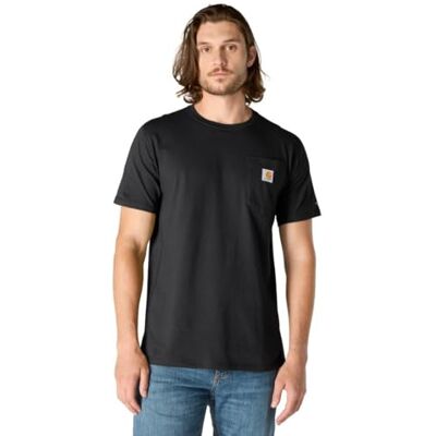 Carhartt , Damen, K87 Weites, schweres, kurzärmliges T-Shirt mit Tasche, Schwarz, S Carhartt , Damen, K87 Weites, schweres, kurzärmliges T-Shirt mit Tasche, Schwarz, S