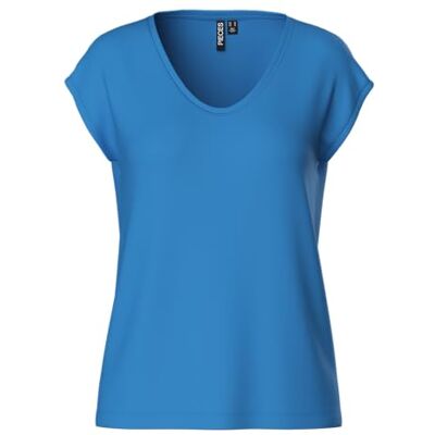 PIECES Damen Pcbillo Tee Solid Noos Bc, Azure Blue ,S PIECES Damen Pcbillo Tee Solid Noos Bc, Azure Blue ,S