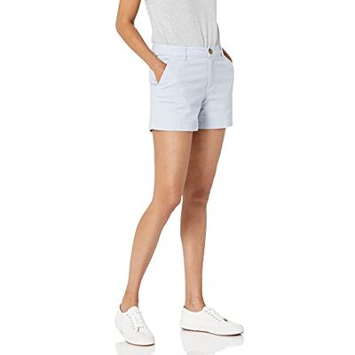 Amazon Essentials Damen Khakifarbene Slim-Fit Chino-Shorts mit Mittlerer Leibhöhe, 9,0cm Beininnenlänge, Hellblau, 44 Amazon Essentials Damen Khakifarbene Slim-Fit Chino-Shorts mit Mittlerer Leibhöhe, 9,0cm Beininnenlänge, Hellblau, 44