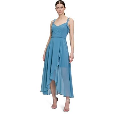 Vera Mont Damen Abendkleid mit Volant 40, Shiny Bluestone Vera Mont Damen Abendkleid mit Volant 40, Shiny Bluestone