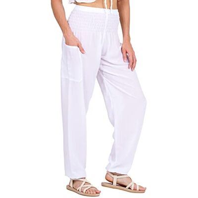 Lofbaz Damen Haremshose Yogahose Pumphose Hippie Hose Boho Kleidung Festival Outfit Sommerhose Leicht Sommer Hosen Solid 1 Weiß L Lofbaz Damen Haremshose Yogahose Pumphose Hippie Hose Boho Kleidung Festival Outfit Sommerhose Leicht Sommer Hosen Solid 1 Weiß L