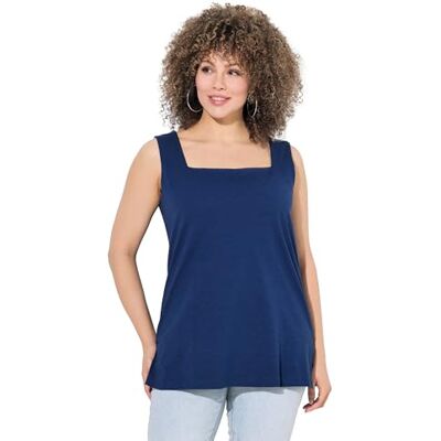 Ulla Popken Damen große Größen Übergrößen Plus Size Top, Slim, Carré-Ausschnitt, ärmellos, vorne doppellagig dunkelblau 46+ 840484750-46+ Ulla Popken Damen große Größen Übergrößen Plus Size Top, Slim, Carré-Ausschnitt, ärmellos, vorne doppellagig dunkelblau 46+ 840484750-46+
