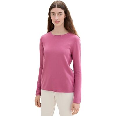TOM TAILOR Damen Strickpullover mit Rundhals, 16348 Pink Velvet, XXL TOM TAILOR Damen Strickpullover mit Rundhals, 16348 Pink Velvet, XXL