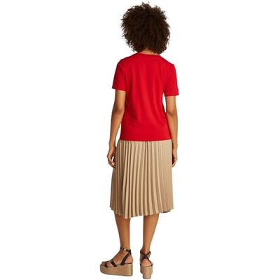 Tommy Hilfiger Damen T-Shirt Kurzarm Contrast Flag Tee mit Rundhalsausschnitt, Rot (Primary Red), S Tommy Hilfiger Damen T-Shirt Kurzarm Contrast Flag Tee mit Rundhalsausschnitt, Rot (Primary Red), S