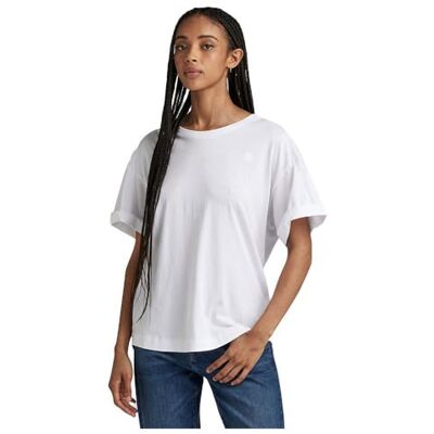 G-STAR RAW Damen Rolled Up Sleeve Boyfriend Top, Weiß (White D24524-4107-110), M G-STAR RAW Damen Rolled Up Sleeve Boyfriend Top, Weiß (White D24524-4107-110), M