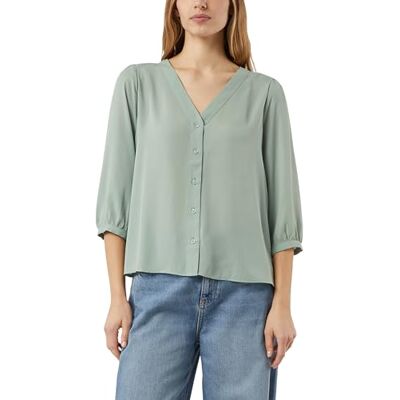 Comma Luftige Chiffon-Bluse mit 3/4-Ärmeln und Raffung Comma Luftige Chiffon-Bluse mit 3/4-Ärmeln und Raffung