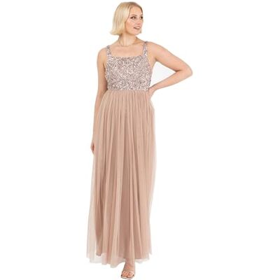 Maya Deluxe Damen Maxikleid Mit Breiten Trägern, Ärmellos, Quadratischer Ausschnitt, Verziert Für Hochzeit, Gast, Abschlussball Bridesmaid Dress, Taupe Blush, 38 EU Maya Deluxe Damen Maxikleid Mit Breiten Trägern, Ärmellos, Quadratischer Ausschnitt, Verziert Für Hochzeit, Gast, Abschlussball Bridesmaid Dress, Taupe Blush, 38 EU