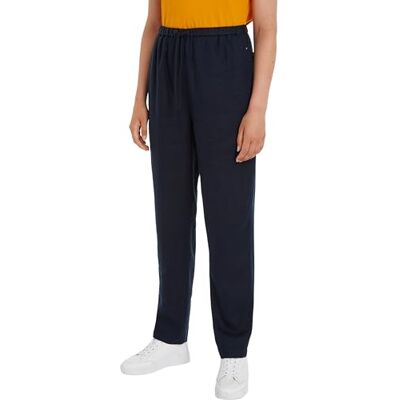 Tommy Hilfiger Damen Stoffhose Casual Linen Pull On Pant Tapered Fit, Blau (Desert Sky), 44 Tommy Hilfiger Damen Stoffhose Casual Linen Pull On Pant Tapered Fit, Blau (Desert Sky), 44