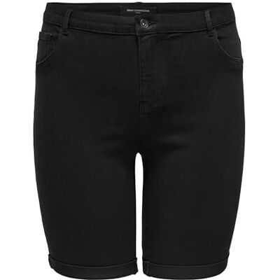 ONLY Carmakoma Damen Carthunder Life Reg Long Shorts DNM Noos Jeans Knielang Slimfit Mid Waist, Schwarz, 52 EU ONLY Carmakoma Damen Carthunder Life Reg Long Shorts DNM Noos Jeans Knielang Slimfit Mid Waist, Schwarz, 52 EU