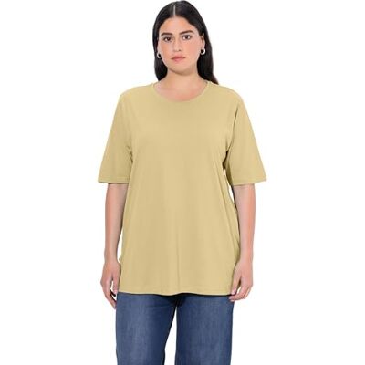 Ulla Popken Damen große Größen Übergrößen Plus Size T-Shirt, Rundhalsausschnitt, Relaxed, Halbarm blassgelb 46+ 486910608-46+ Ulla Popken Damen große Größen Übergrößen Plus Size T-Shirt, Rundhalsausschnitt, Relaxed, Halbarm blassgelb 46+ 486910608-46+
