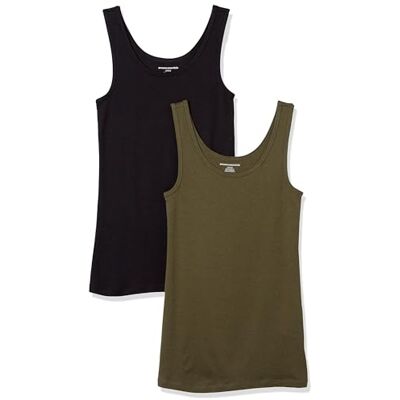 Amazon Essentials Damen Tanktop, Schmale Passform, 2er-Pack, Olivgrün/Schwarz, XL Amazon Essentials Damen Tanktop, Schmale Passform, 2er-Pack, Olivgrün/Schwarz, XL