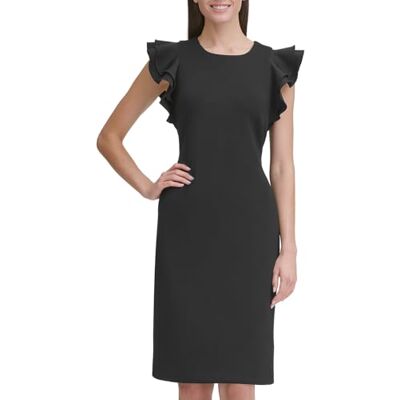 Tommy Hilfiger Damen Scuba Flatterärmeln Kleid, schwarz, 40 Tommy Hilfiger Damen Scuba Flatterärmeln Kleid, schwarz, 40