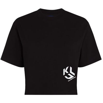 KARL LAGERFELD JEANS Reg Cropped Monogram Tee, Women, Black, T-Shirt KARL LAGERFELD JEANS Reg Cropped Monogram Tee, Women, Black, T-Shirt