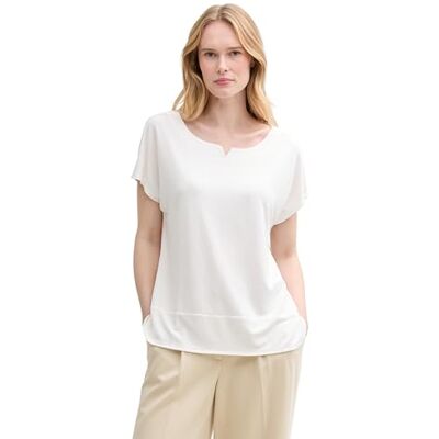 TOM TAILOR Damen Basic T-Shirt mit weitem Rundhalsausschnitt, 10315 Whisper White, XXXL TOM TAILOR Damen Basic T-Shirt mit weitem Rundhalsausschnitt, 10315 Whisper White, XXXL