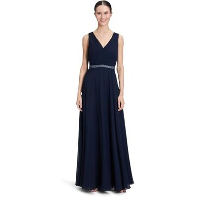 Vera Mont Damen Abendkleid mit Plissee Night Sky,46 Vera Mont Damen Abendkleid mit Plissee Night Sky,46
