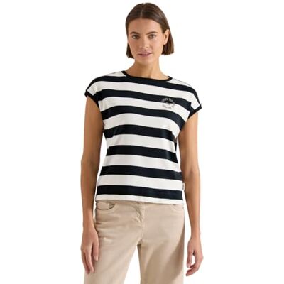 Cecil T-Shirt mit Streifen und Printdetail Cecil T-Shirt mit Streifen und Printdetail