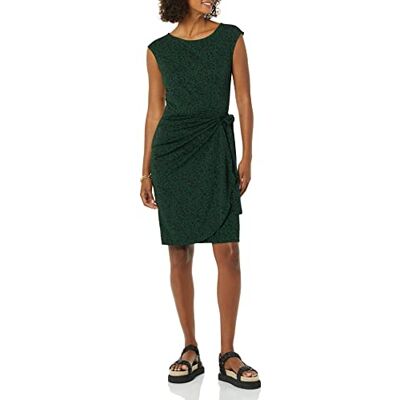 Amazon Essentials Damen Kleid in Wickeloptik mit Flügelärmeln und U-Boot-Ausschnitt, Dunkelgrün Tier, XL Amazon Essentials Damen Kleid in Wickeloptik mit Flügelärmeln und U-Boot-Ausschnitt, Dunkelgrün Tier, XL