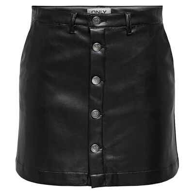 ONLY Damen Onlamazing-Liora Hw Faux Leat Skirt PNT Rock, Black, XL ONLY Damen Onlamazing-Liora Hw Faux Leat Skirt PNT Rock, Black, XL