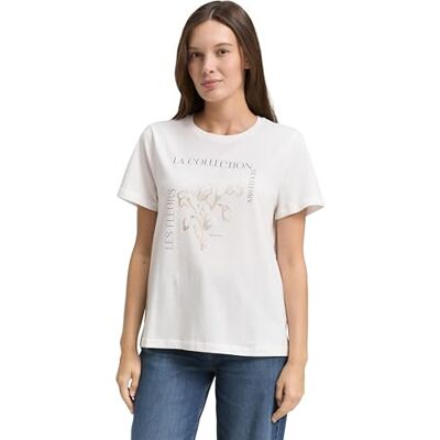 TOM TAILOR Damen 1049174 T-Shirt, 10315 Whisper White, M EU TOM TAILOR Damen 1049174 T-Shirt, 10315 Whisper White, M EU