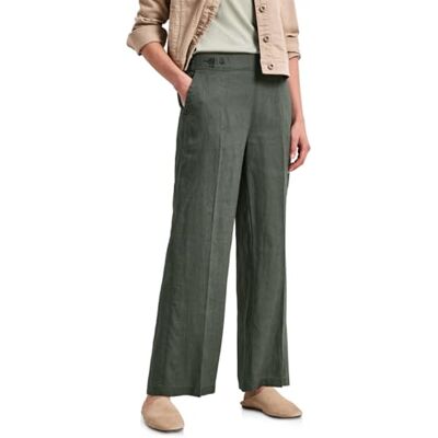 Street One High Waist Wide Leg Hose aus Leinen Bound Green 40 Street One High Waist Wide Leg Hose aus Leinen Bound Green 40