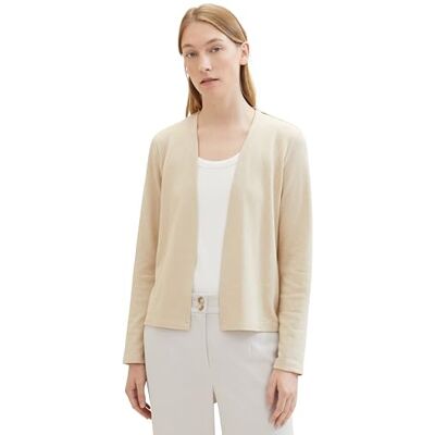TOM TAILOR Damen Basic T-Shirt Cardigan, Sandy Beige Melange, XXXL TOM TAILOR Damen Basic T-Shirt Cardigan, Sandy Beige Melange, XXXL