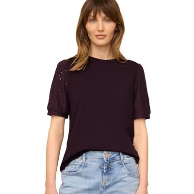 Street One Studio T-Shirt mit Rundhals und Spitzenärmeln Very Berry 44 Street One Studio T-Shirt mit Rundhals und Spitzenärmeln Very Berry 44