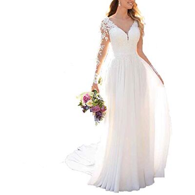 Findlovewedding Brautkleider für Braut 2019 mit Spitzenapplikationen Wei 46 Findlovewedding Brautkleider für Braut 2019 mit Spitzenapplikationen Wei 46