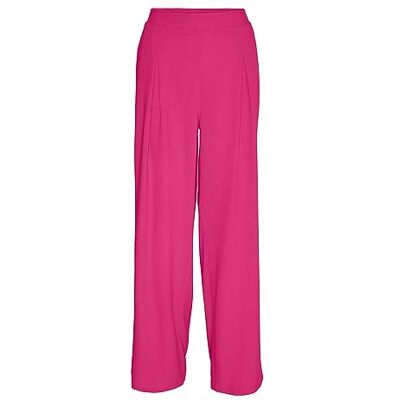 VERO MODA Damen Vmmymilo Hw Wide Pants WVN Ga Hose, Pink Yarrow, M EU VERO MODA Damen Vmmymilo Hw Wide Pants WVN Ga Hose, Pink Yarrow, M EU