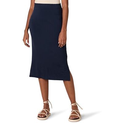 Amazon Essentials Damen Midirock aus Strick zum Hieinschlüpfen (erhältlich in Übergröße), Marineblau, L Amazon Essentials Damen Midirock aus Strick zum Hieinschlüpfen (erhältlich in Übergröße), Marineblau, L